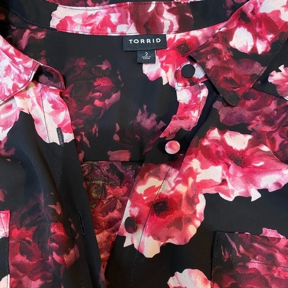 Torrid Madison Georgette Button-Up Long Sleeve Tunic Shirt size 2X - Picture 6 of 8